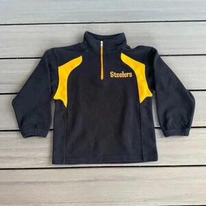 NFL Team Apparel Pittsburgh Steelers Youth Fleece Quarter Zip Pullover Size 5/6‎